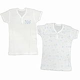 半袖シャツ ベビー 肌着 2枚組 日本製 1ボタン 綿100％ シャツ ホワイト-ブルー 80