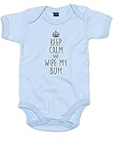 (キープ　カーム　お尻をふいて) Keep Calm And Wipe My Bum, プリント　ベビースーツ - ライト　ブルー/黒 12-18 ヶ月