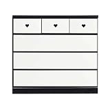 アルファタカバ かっこいい女性チェストシリーズ タバサチェスト 100cm幅4段 ホワイト(ハートブラック)