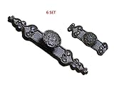 jtw-のセット6個Cast Ironアンティークスタイルバーンハンドル引き出しプルShedドアハンドルバックプレート7.25インチLong Rustブラウン仕上げ