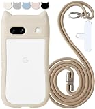 shinyle ケース 対応 ピクセル7a ケース クリア 猫耳 ショルダー ストラップ付き 7A 可愛い スマホケース for pixel7a ショルダー おしゃれ 透明 耐衝撃 ケース 韓国 携帯ケース 首掛け 肩掛け 斜めかけ ワイヤレス充電 ねこみみ ぐーくるカバー ショルダーケース7aカバー 滑り止め