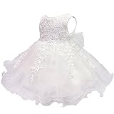 S&T ベビードレス 新生児 子供ドレス ベビー服 フォーマル 赤ちゃん 綿裏生地 結婚式 お宮参り 七五三 記念撮影用 ホワイト 80