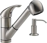 Peerless P18550LF-SSSD Choice Single Handle Kitchen Pull-Out Faucet with Soap Dispenser, Stainless [