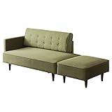 エア・リゾーム ソファ ソファー 2人掛け おしゃれ ローソファー ポケットコイル レイアウト自由 オットマン付きカウチソファ FREDY(フレディ) グリーン