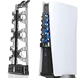 HAQIUHETO PS5 冷却ファン LEDライト付き 冷却ファン PS5 ファン ディスク版 デジタル版の両方に対応 効率的な冷却システム（ブラック）