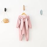 JUSH ベビー＆キッズ用　ウサギ仕様　ベビーカバーオール ロンパース 着ぐるみ キッズコスチューム　春用　子供 パジャマ 薄手 (80, ピンク)