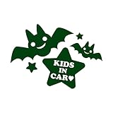 コウモリ Kids in car カッティング ステッカー ダークグリーン 深緑