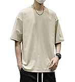 [Azul Mar] メンズ Tシャツ 厚手 7.7オンス 綿100％ 五分袖 ヘビーウェイト 無地 カットソー ゆったり ビッグシルエット 夏服 半袖 トップス 春夏 カジュアル