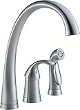 Delta Faucet 4380-AR-DST Pilar Single Handle Kitchen Faucet with Spray, Arctic Stainless [並行輸入品]