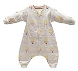 長袖 パジャマ ベビー おくるみ 袖取り外し 赤ちゃん 寝袋 通気 吸汗 保温 出産祝い-M（80cm-90cm）