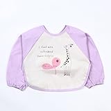 B.H. Select ベビー エプロン 長袖 防水 （ハンドタオルセット） お食事 お食事練習 お絵描き 粘土遊び などに最適（ライトパープル 3枚セット）) BH53-3