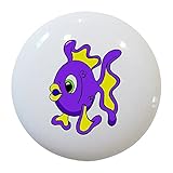 Carolina Hardware and Decor 1483 Purple Tropical Fish Ceramic Cabinet Drawer Knob by Carolina Hardwa
