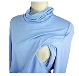 《ママ＆赤ちゃんにも安心安全 MADE IN JAPAN 》 出産後用授乳服タートルネックトップス 【日本製】 (L, サックス)