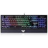 ゲーミングキーボード AULA キーボード 青軸 7色LEDバックライト 有線キーボード ゲームキーボード 104キー Windows/Mac OS対応 自由ノ翼【日本語配列】