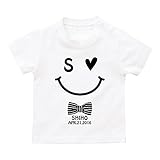 名入れ スマイル柄 Tシャツ / ベビーサイズ [BT323] 80cm ホワイト 出産祝い 誕生日 プレゼント おしゃれな 名前入り ベビー服