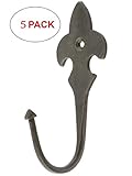 家のアンティークハードウェアr-010se-0220070 – 5 Hand Forged Ironフルール・ド・リスフックアンティークアイアン5パック