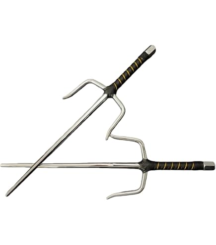 Amazon.co.jp: 武具 十手 48CM 黒メッキ 鉄製 釵 サイ 琉球古武術 武