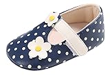 C-Princess 子供靴 ベビーシューズ ファーストシューズ　ルームシューズ 歩行練習用 室内履き　赤ちゃん 女の子 トッド柄 お花飾り 可愛い 出産祝い ブルー 12cm