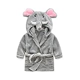 （オチェーンタ）ふわもこ ルームウェア ロング丈 部屋着 前開き 冬 セレブ気分 防寒 吸水 防臭 もこもこ可愛い 子供用　ボーイズ　ガールズエレファント　110CM