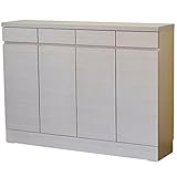 ライフスタイリングショップ キャビネット 窓下収納 幅121cm 木製 薄型 引出付 オフホワイト DL-613OWH