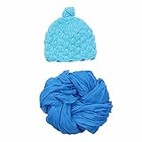 (フィーショー)FEESHOW ベビーラップブランケット ベビーコスチューム 着ぐるみ おくるみ 写真撮影 寝相アート 出産祝い ハット付き ２点セット スカイブルー Free