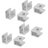 uxcell　棚受け 金具　ガラス棚クランプ　グラスシェルフクリップ　8mm厚さ　長方形　20mm長　8個