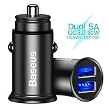 Baseus シガーソケット USB カーチャージャー 車載充電器 Quick Charge 3.0 5A/27W Huawei SCP F