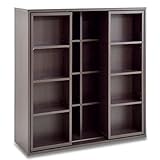 タンスのゲン 【2台セット】 ダブル スライド 書棚 90cm スライド書棚 マンガ CD DVD コミック ラック 木製 シェルフ ダークブラウン 68100018 DB