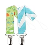 Bumkins 2 Piece Pacifier Clip, Dinos and Blue Chevron by Bumkins [並行輸入品]