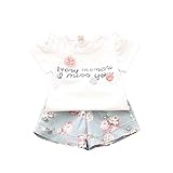 女の子の服 夏Ｔシャツ 上下セット Pojour 1-6歳キッズ用 子供かわいい花パンツ 綿 通気 グリーン(90cm)