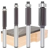 4本セット トリマービット 軸径6mmフラッシュトリムルータービット ガイドべアリング付ストレートビット 面取りビット 木工フライスカッター 目地払いピット 飾り面 加工 彫刻 DIY 電動トリマー用ビット 木工用 切削工具