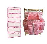 赤ちゃんのお世話に必要な紙おむつや衣類などのグッズがひとまとめに！ベビー用品収納ボックスと両面が使用できるハンガータイプのウォールポケット(ピンク)