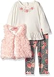 Nannette Baby Girls' 3 Piece Soutache Vest Set and Legging Peach 12 Months [並行輸入品]