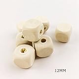 Mamimami Home 噛がため　12MM 四角形の木製ビーズ　チュアブル ベビーおおもちゃ DIY ハンディクラフト 看護用 ガラガラ 100個 「FDA認可済」「 BPAフリー」