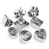 ミニ幾何学形状のクッキービスケットカッターセット24六角スクエアハートトライアングルラウンド小さなサークルベーキングステンレス鋼の金属金型