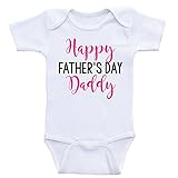 父の日赤ちゃん服" Happy Fathers Day Daddy " Baby Onesie Bodysuits