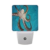 Alaza Wild Octopus in Deep OceanプラグインLED Dusk to Dawnセンサーナイトライト、cool-touchデザイン壁階段用ライト寝室キッチン、廊下、または任意