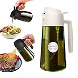 YARRAMATE 遮光 オイルスプレー 470 ml 2イン1 料理用 茶色 オリーブオイルディスペンサー ガラスオイルスプレーボトル 注ぎ口付き 食品グレード キッチン/サラダ/フライ/バーベキュー用 (ホワイト&オレンジ)