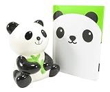 愛らしいセラミックPanda with Bamboo Savings Bank withパンダポケットノートブックジャーナル日記( Bundle of 2 )