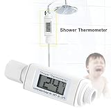シャワーヘッド水温計　リアルタイムモニター　LEDデジタル表示　浴室温度計　自立発電式　超便利　やけど防止　防水　浴室　家庭　ホテル用 (ホワイト)