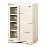 クロシオ ファミリー キャビネット 幅60cm ホワイト 白 鍵付き ガラス扉 リビング収納 ガラスキャビネット 027134