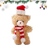 クリスマスクマのぬいぐるみ、クリスマスクマのぬいぐるみ - ビスタプリント漫画の装飾ぬいぐるみクマのスカーフ - ホームデコレーション ケーキトッパー 6.3インチ クリスマスベア ぬいぐるみ パーティー用品 誕生日 新年