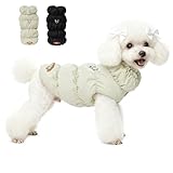 Fyorbietail 犬 服 冬 小型犬 犬の冬服 犬 防寒着 裏起毛 暖かい 厚手 防風 ペット服 着脱簡単 防寒対策 小型犬/猫対応 お出かけ 散歩 室内 アウトドア Dリング付き (カーキ, M)