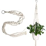 Demiawaking 鉢植え用 プラントハンガー プランター マクラメ 麻縄 ナチュラル インテリア (115cm)