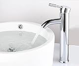 砂漠の小川 洗面用 シングルレバー 混合水栓 高さ30cm ステンレス製 洗面台 蛇口 円形立水栓 冷 温 切換え トイレ 洗面 手洗いボウル 水道 取り付けホース（60cm