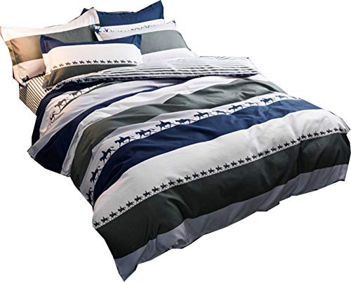 布団カバーシングル3点セット キャラクター 北欧 おしゃれ かわいい ソフト 速乾 防ダニ 掛けカバー フラットシーツ 枕カバー 洋式 冬(馬, シングル)