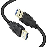 XBOHJOE USB 3.0 オス - オスケーブル 20フィート タイプA オス - オスコード 5Gbps ダブルUSB a to USB a ケーブル ハードドライブ冷却ファン/パッド DVDプレーヤーなどに対応 (ブラック、20フィート)