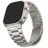 [HITZEE] メタル Band コンパチブル Apple Watch バンド 49mm 46mm （シリーズ 11/10） 45mm 44mm 42mm（シリーズ 3/2/1） ステンレススチール製交換用メンズ/レディースバンド Apple Watch Ultra 3/2/1 シリーズ 11 10 9 8 7 SE3/2/1 6 5 4 3 2 1 に対応 (チタン)