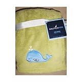 Nautica Kids Baby Soft Plush Blanket Green with Whale Applique by Nautica