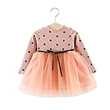 FEVON　ワンピース　子供　ベビー服　女の子　長袖　春　秋　冬　プリンセス　キッズドレス　ふわふわ　チュール　ニット切り替え　可愛い　ドット柄　ガールズ　女児　赤ちゃん　新生児　出産祝い　入園式　通
